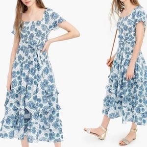 J.crew pont sur smocked prairie midi dress size 2